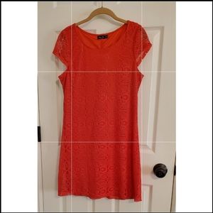 Ruby Rox Orange Lace Overlay Dress Junior Size 13